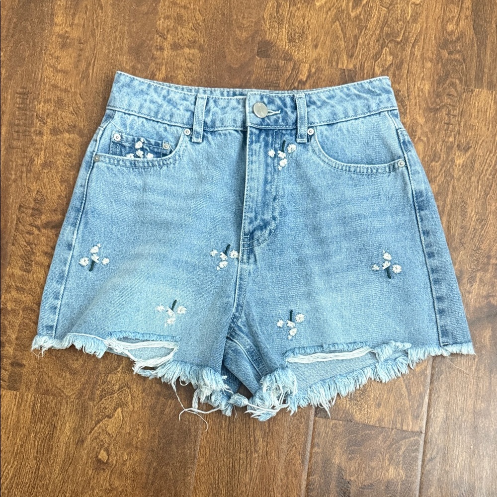 Girls Ban-Jara Distressed Light Blue Denim Shorts
